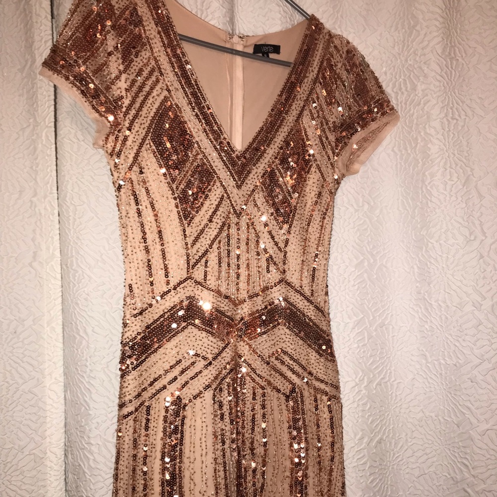 rose gold beaded and sequenced size small dress